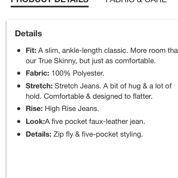 GAP High rise faux leather vintage slim pants - Picture 8 of 8